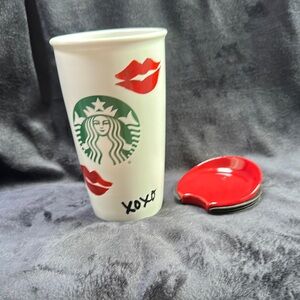 Starbucks White Cup with Red Lips and XOXO